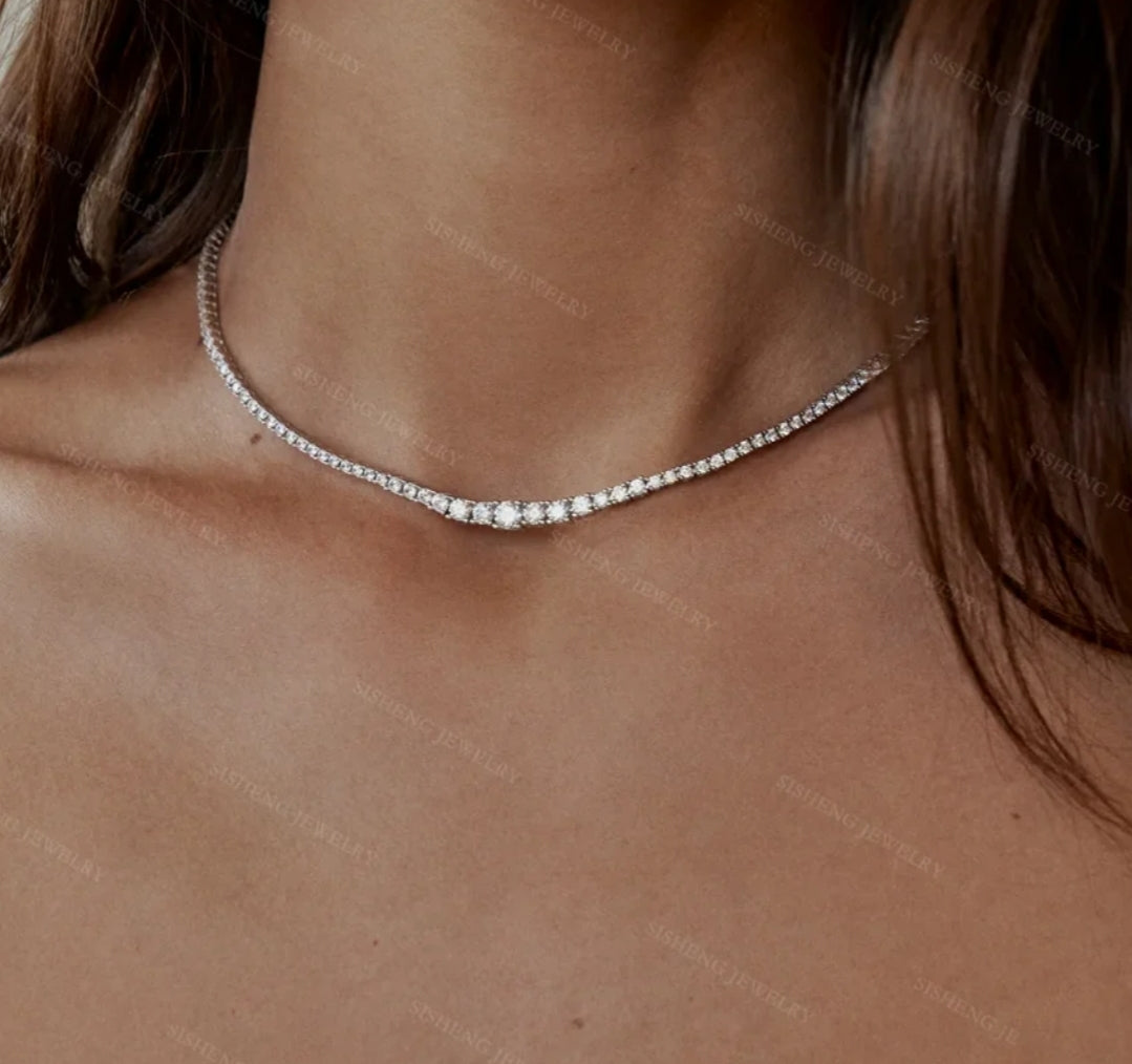 Cubic Zirconia Graduated Tennis Necklace. Zirconite 628N5316