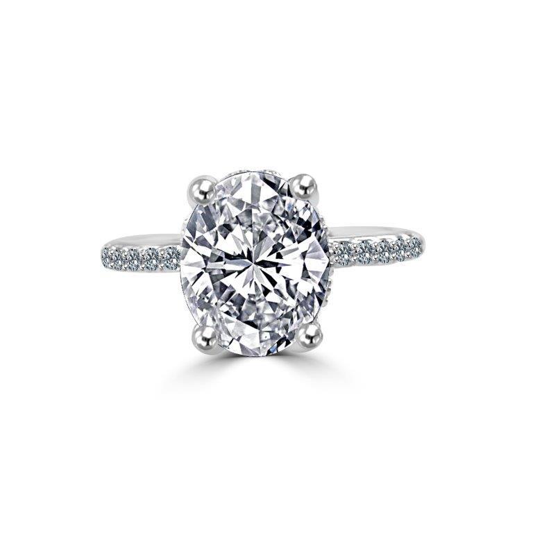 3.5CT intensely radiant Oval Diamond Veneer Cubic Zirconia Solitaire Sterling silver Ring.635R71252