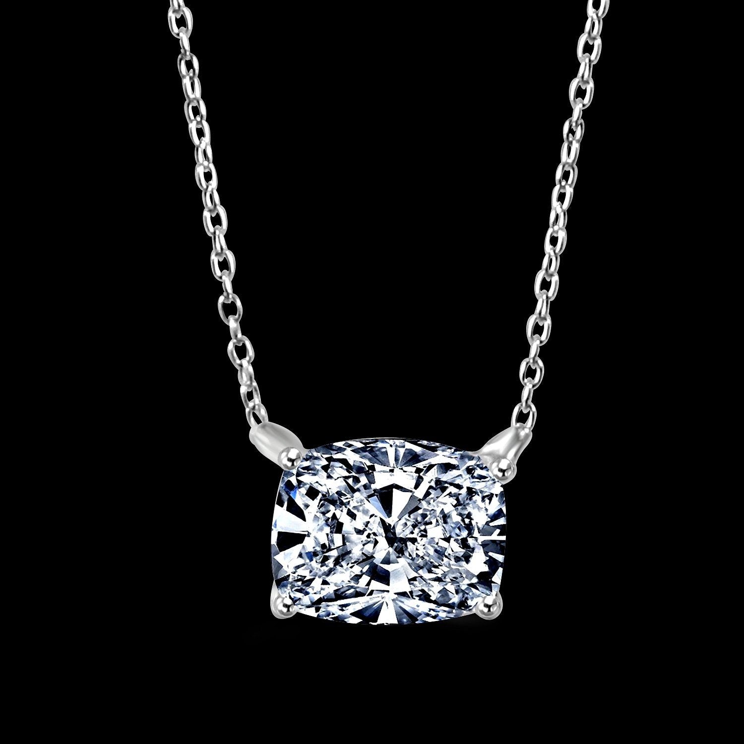 Cushion Diamond Veneer Cubic Zirconia Pendant necklace. 635P11x9