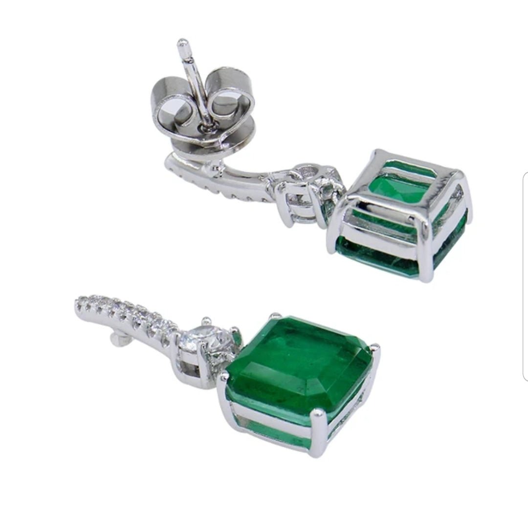 10CT TW Asscher Diamond Veneer Cubic Zirconia Drop Earrings. 800E201