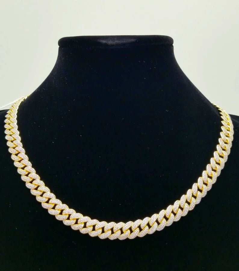 Cuban Cubic Zirconia Curved Link Necklace Zirconite . 818N
