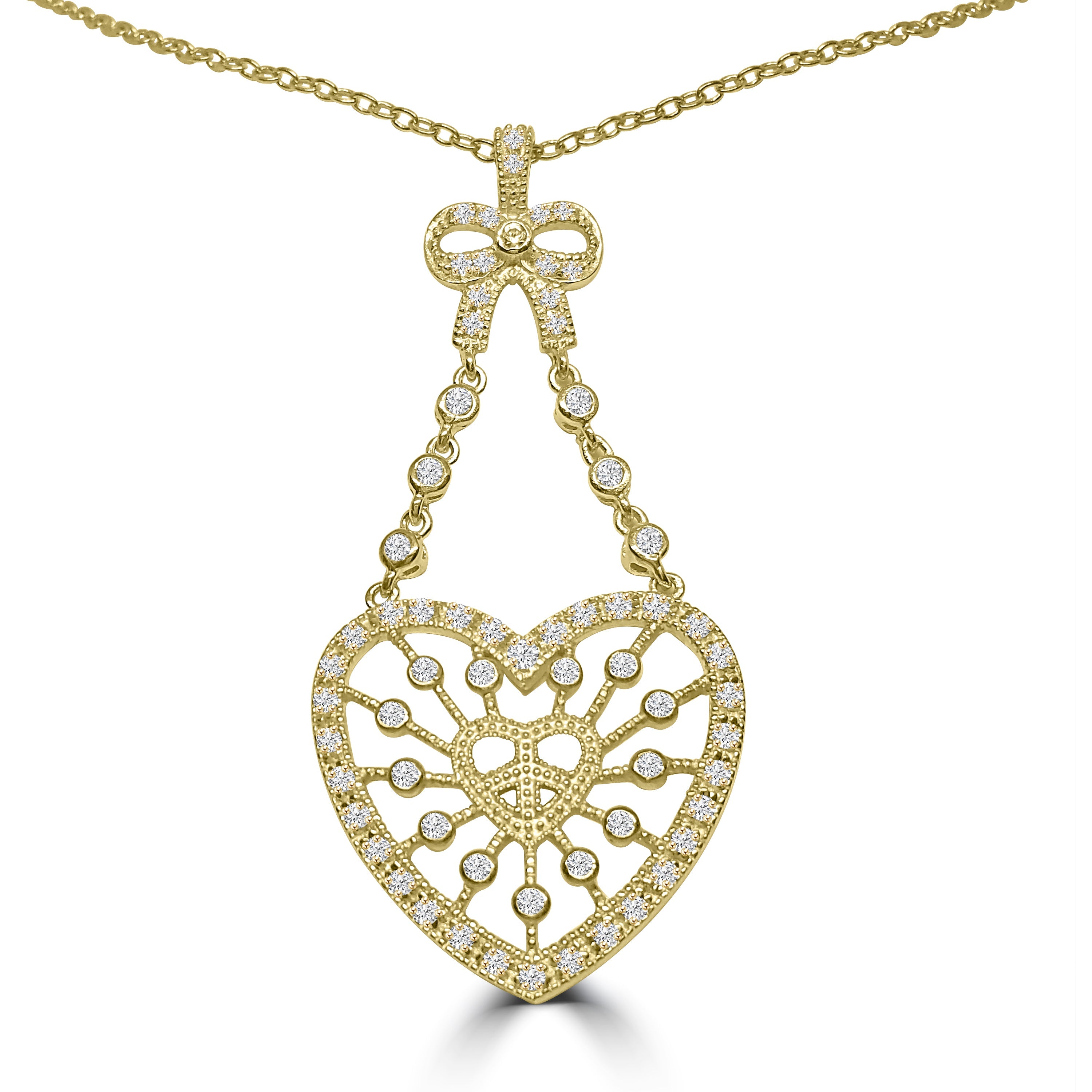 Large Zirconite Cubic Zirconia Heart & Peace Pendant. STN218