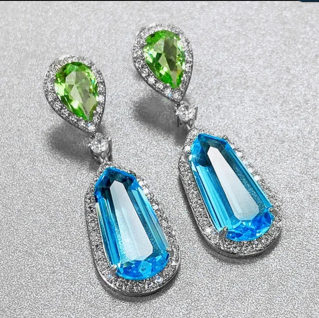 Aqua Blue Cubic Zirconia Earrings Zirconite.826E1074