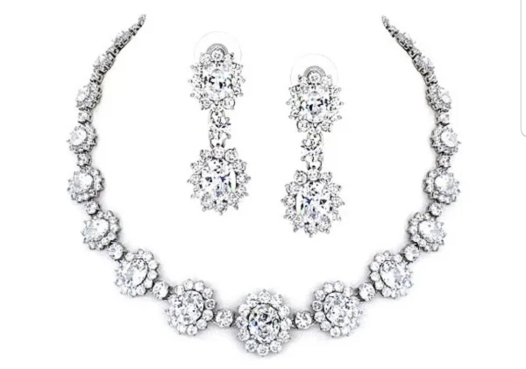 Oval Zirconite Cubic Zirconia Couture Necklace. 628N5099