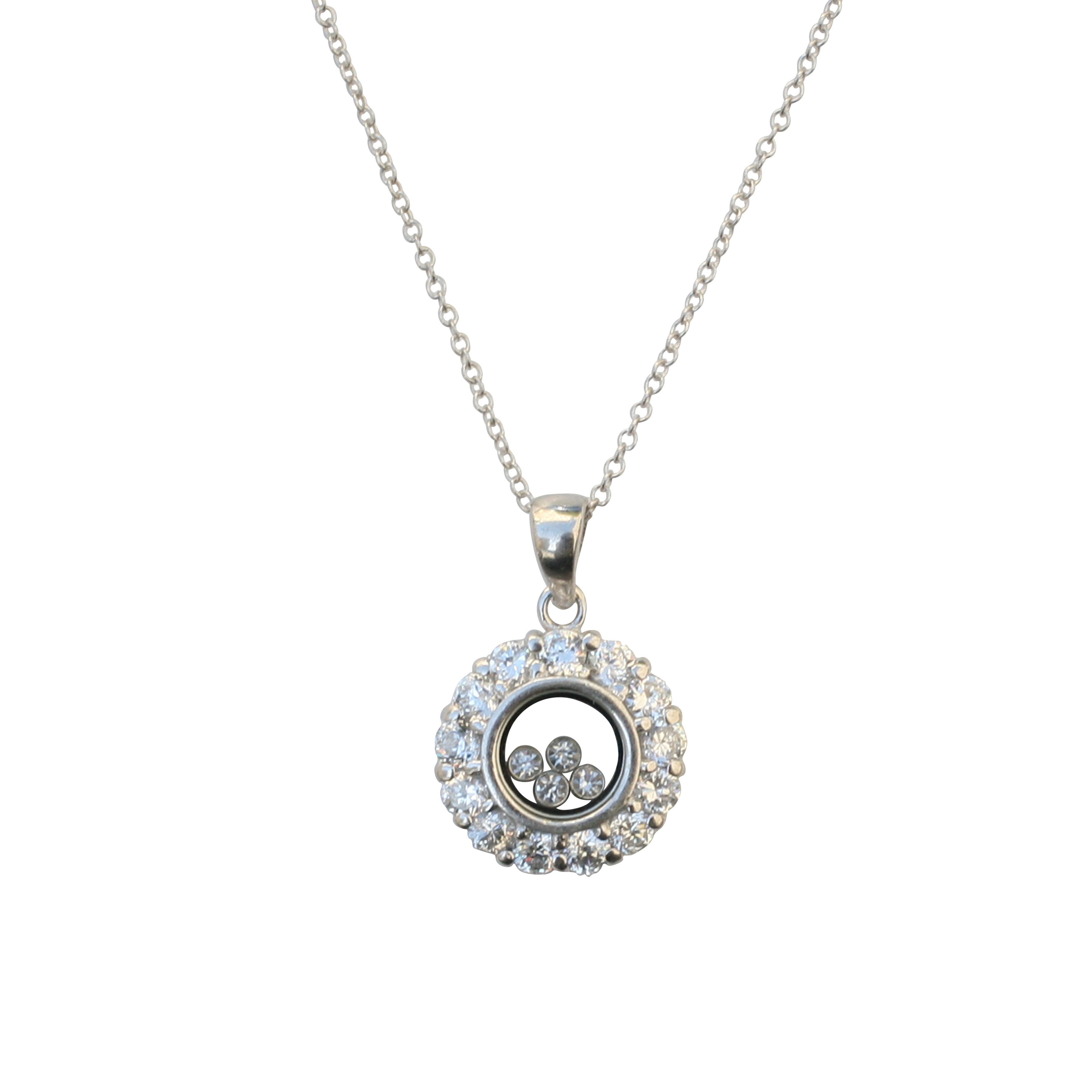 Round Dancing Zirconite Cubic Zirconia Sterling Silver Pendant - TP2159
