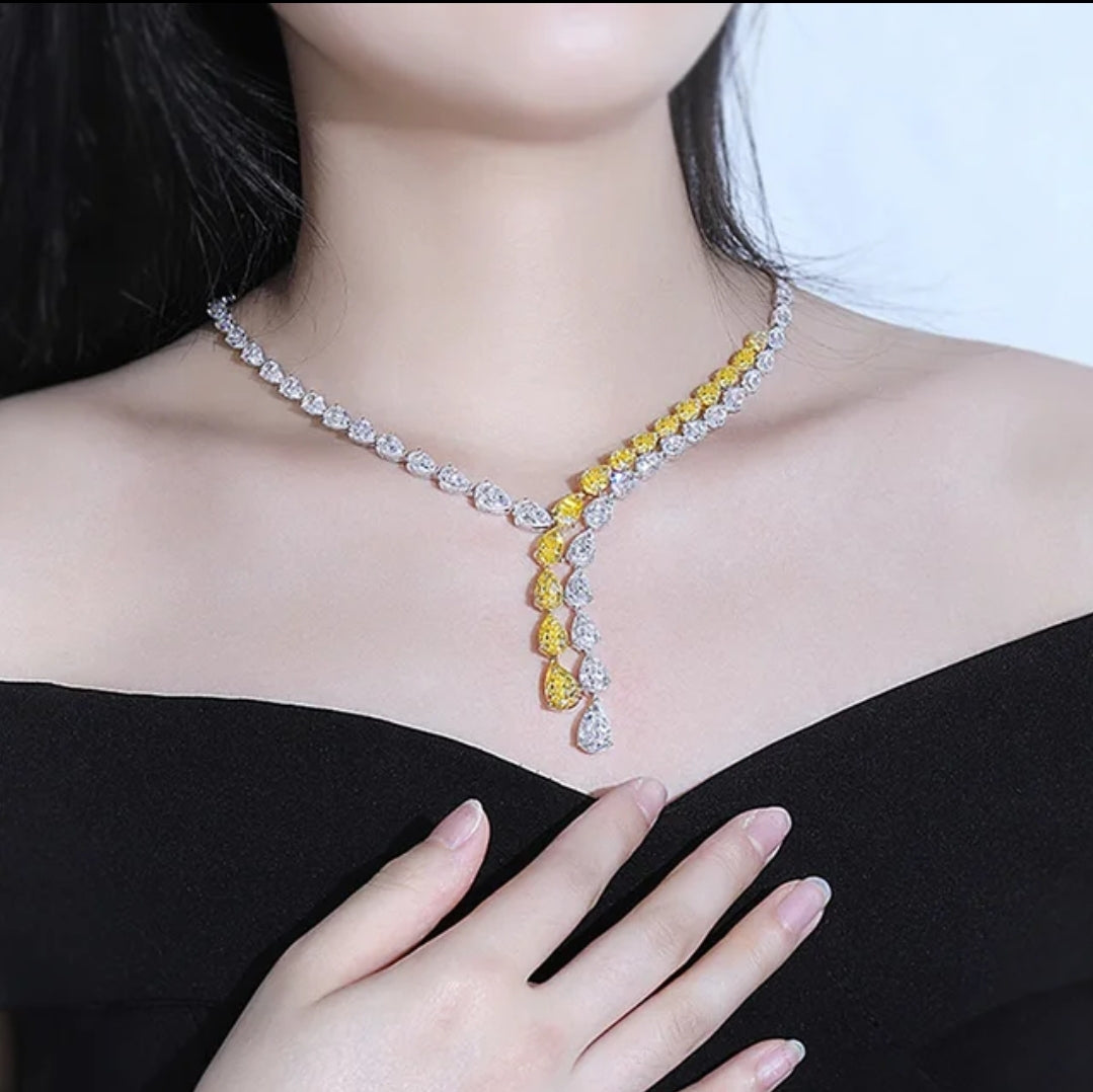 Cubic Zirconia statement  Necklace Lariat Zirconite.840N112