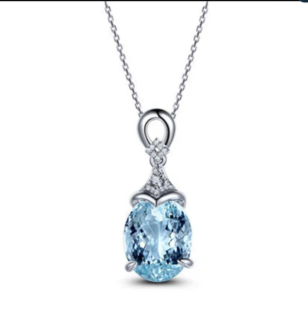 Blue Topaz Cubic Zirconia Pendant Zirconite. 851P351