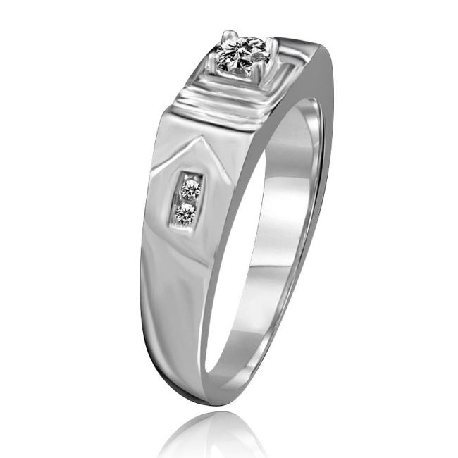 Round Diamond Veneer Cubic Zircon Men's Ring. 635R1012