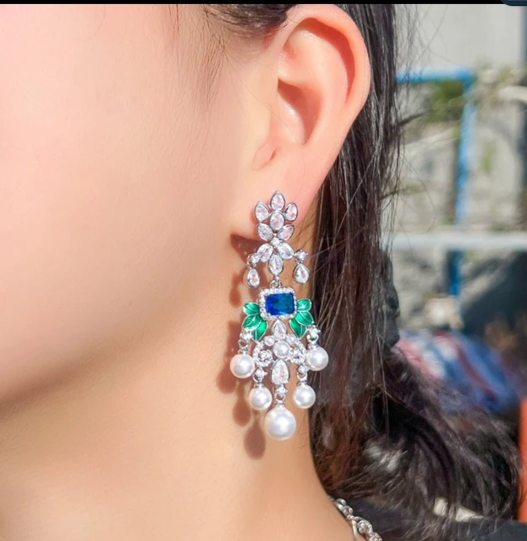 Whimsical Pearl droplets Earrings Zirconite