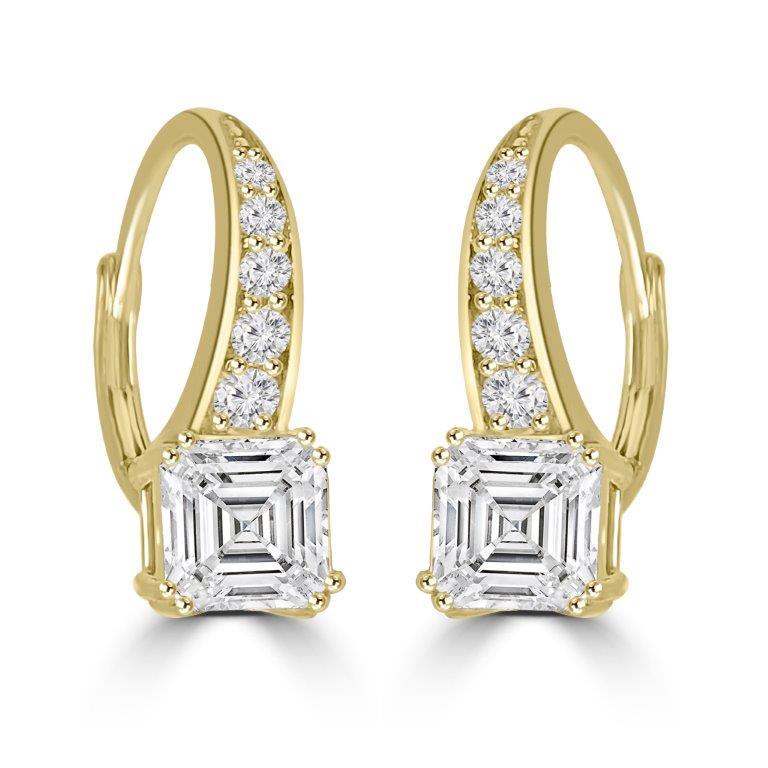 2CT TW Asscher cut Diamond Veneer Cubic Zirconia Earrings. 635E11328