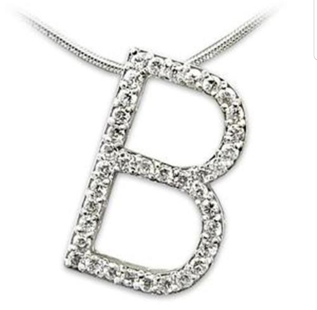 Large initials Pendant necklace Zirconite Cubic Zirconia . 501P