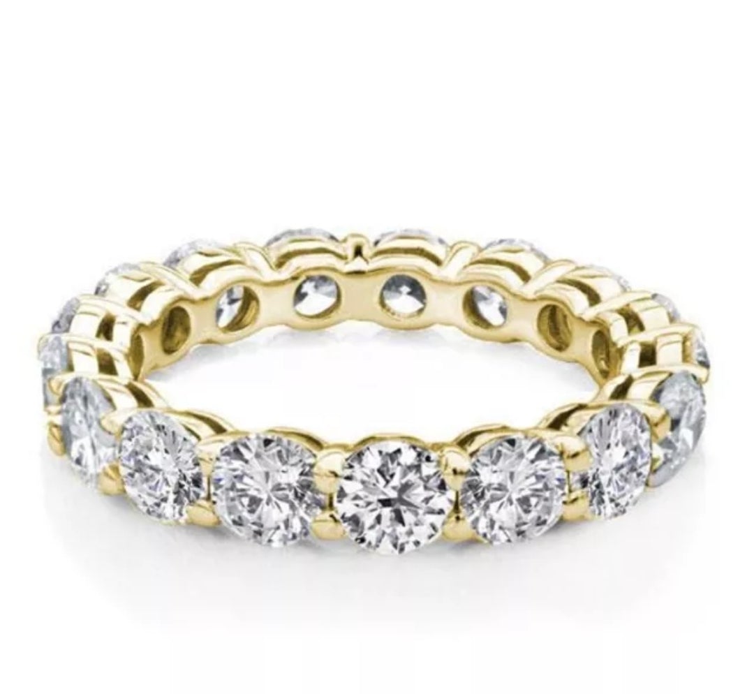 6CT TW Diamond Veneer Cubic Zirconia 14K Gold Eternity Ring. 635R38K