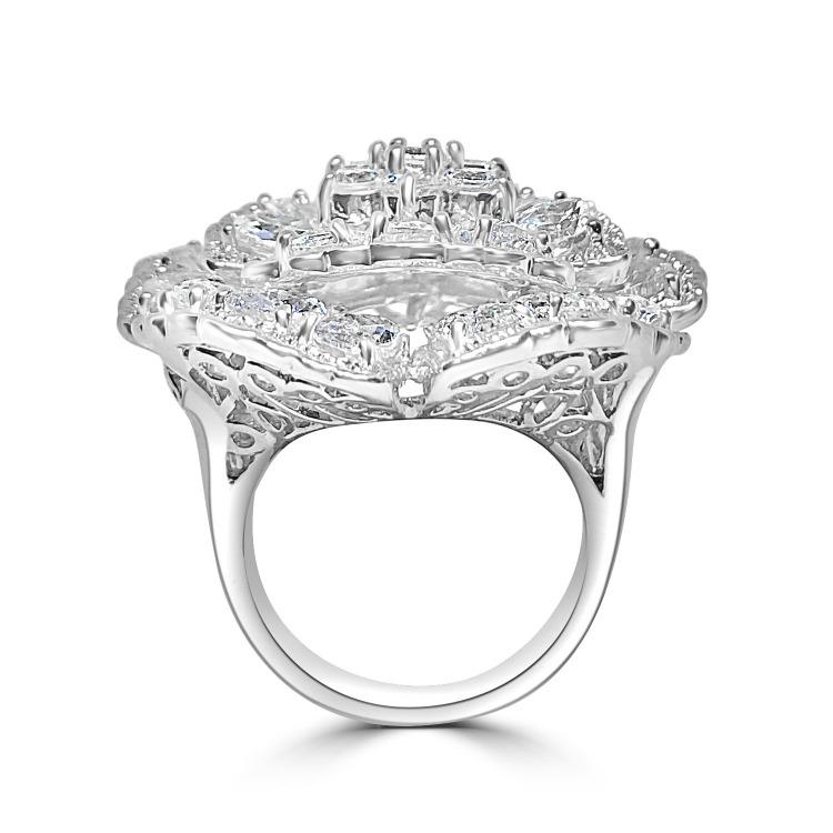 Cubic Zirconia Flower Cocktail Ring 501R34433