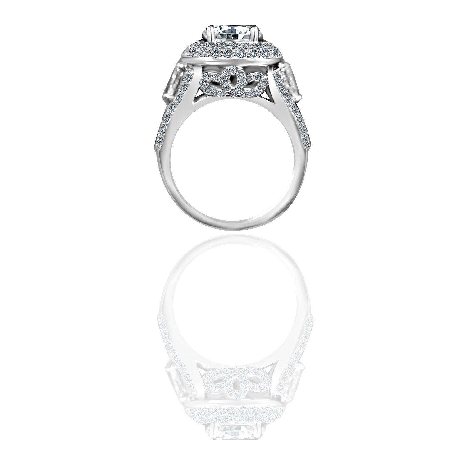 2CT Round Diamond Veneer Cubic Zirconia Ring. 635R4010