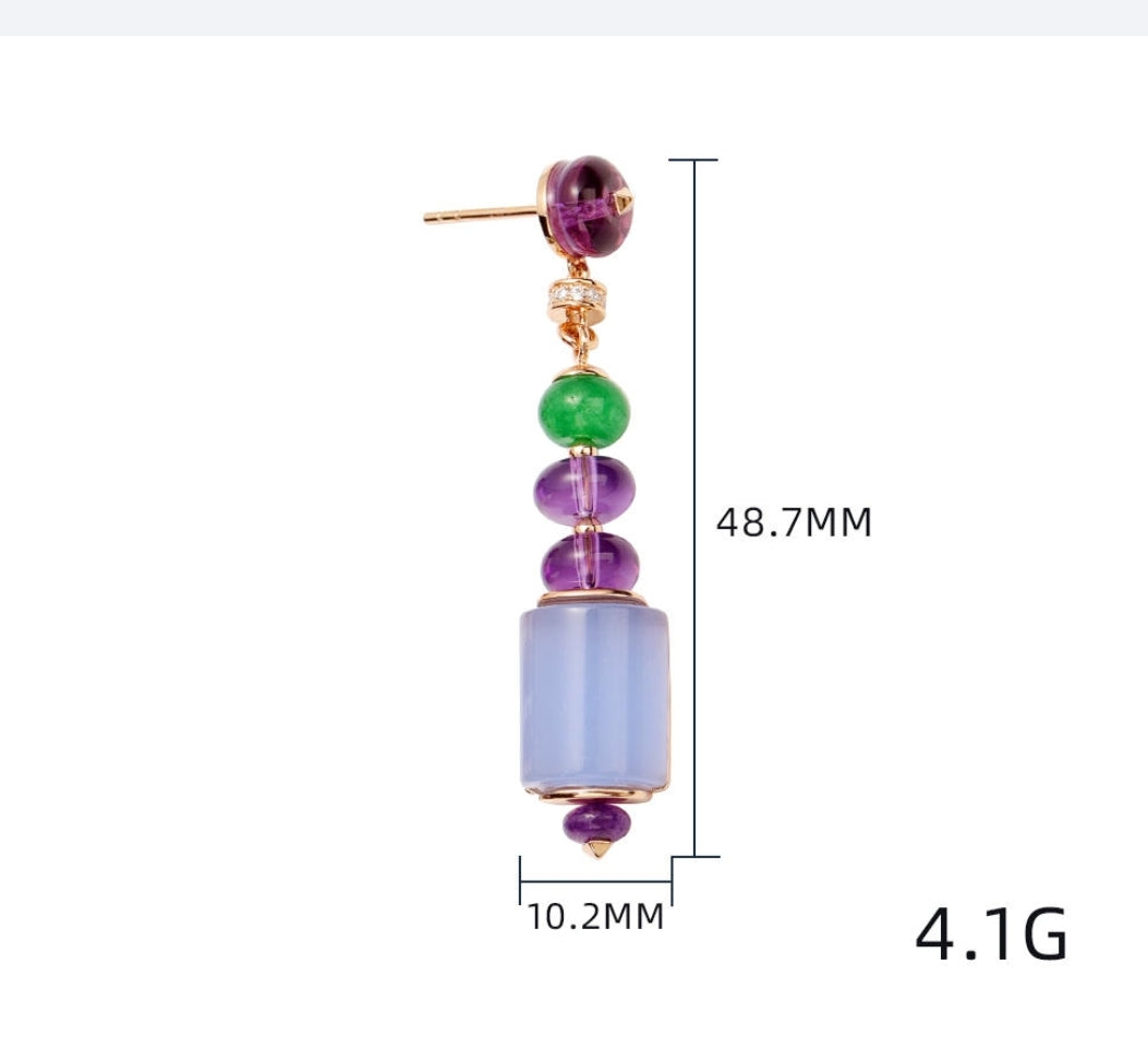 Cabochon gems beads Zirconite Cubic Zirconia Earrings 840E100