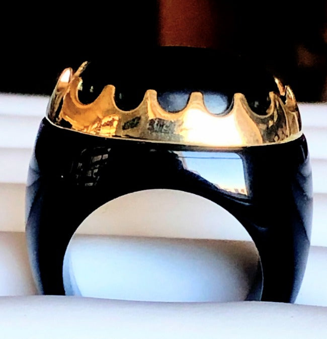 Hematite Cabochon Oval Cocktail Ring. 501R9w184