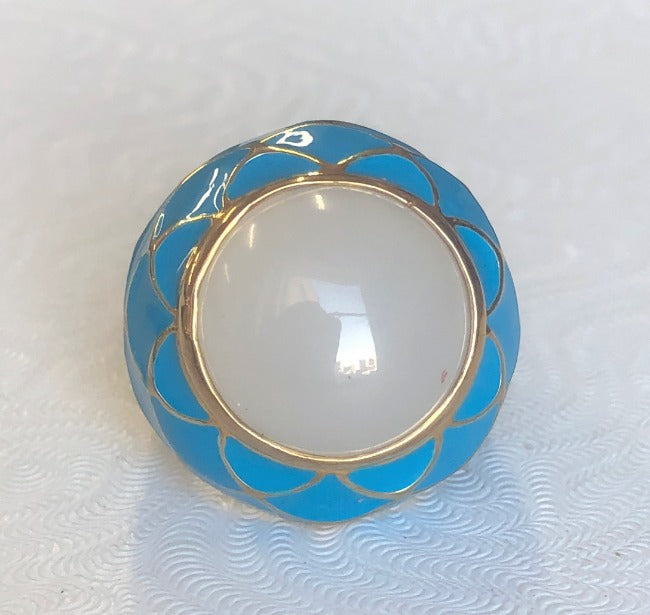 Enamel Dome Cabochon Gold Ring. Zirconite 501R9W185