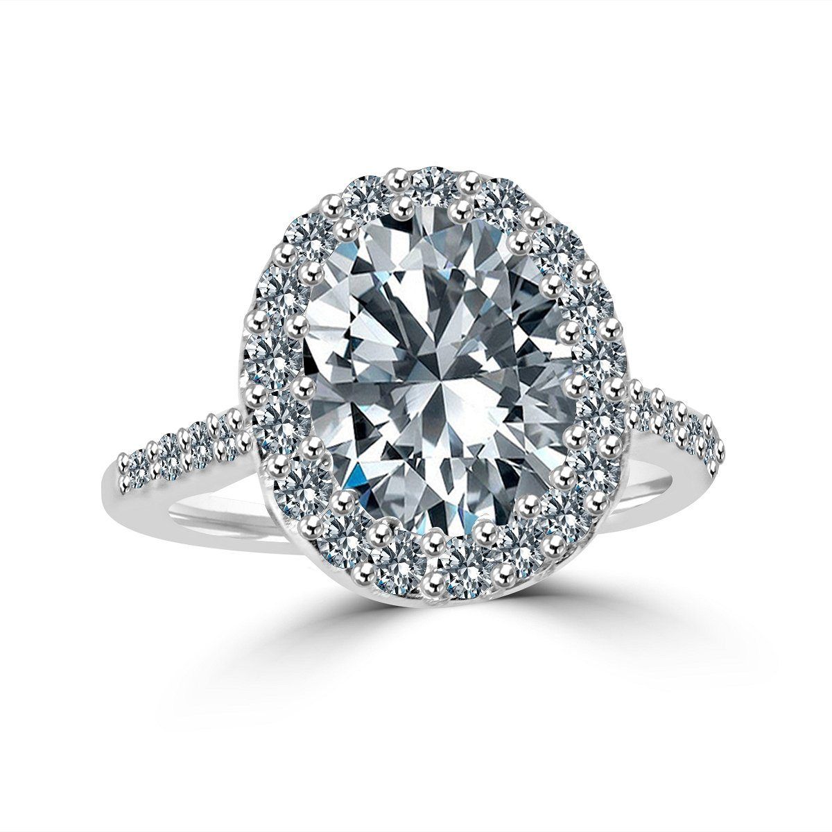 3CT Oval Diamond Veneer Cubic Zirconia halo Ring. 635R0245