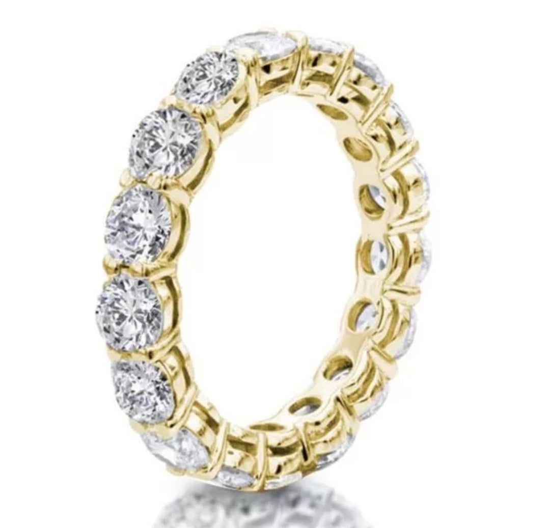 6CT TW Diamond Veneer Cubic Zirconia 14K Gold Eternity Ring. 635R38K
