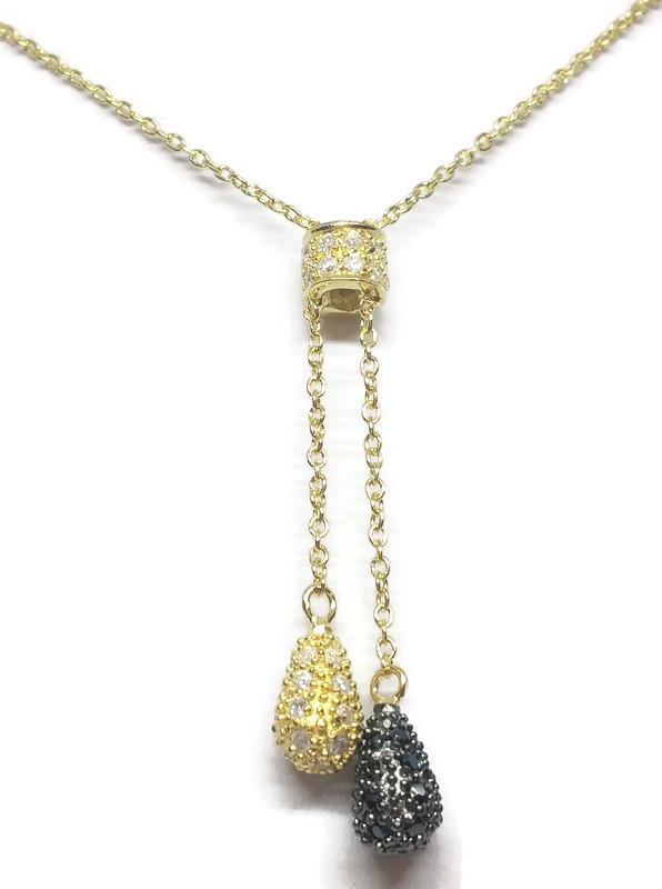 Zirconite CZ double drop Lariate Pendant. PGN78