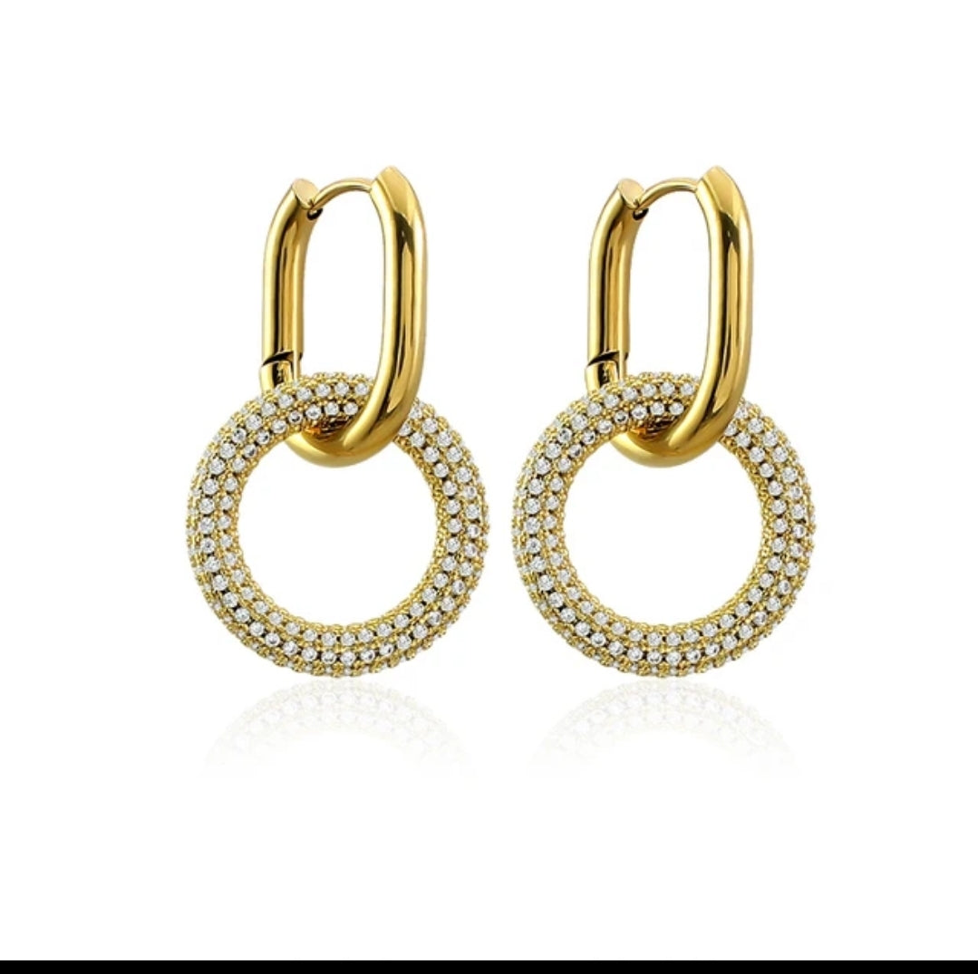 Stainless Steel Door knocker Earrings. Zirconite 856E101