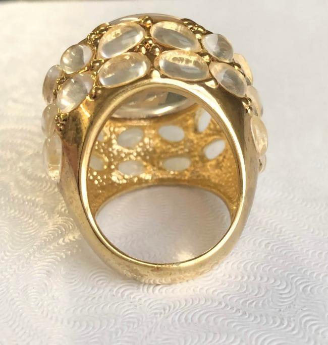 Clear Resin Art Deco Gold Ring. 501RL0344