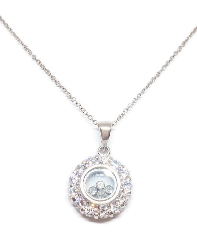 Dancing Zirconite CZ in Glass frame Pendant