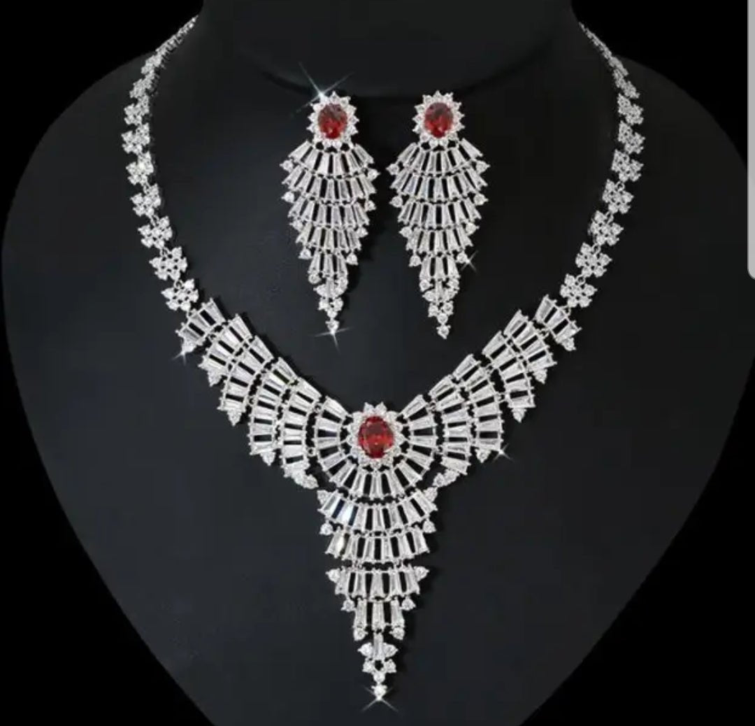 Cubic Zirconia Buggetts Necklace Set final Sale.712N9103