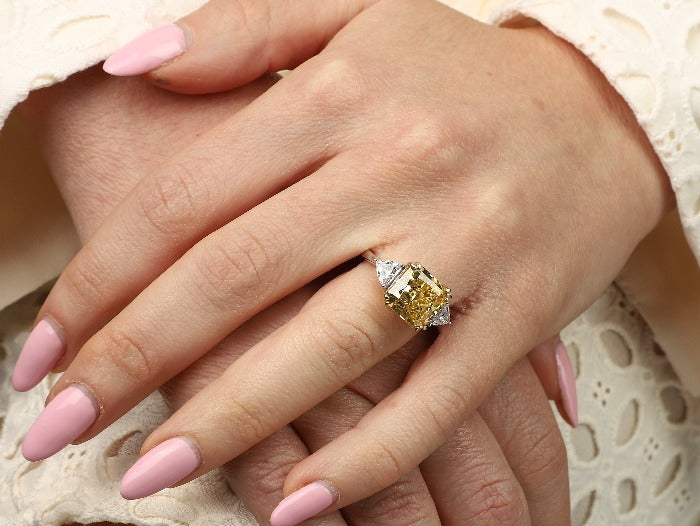 Three Stones Square Cubic Zirconia Engagement Ring. 801R9042