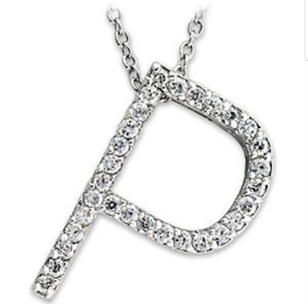 Large initials Pendant necklace Zirconite Cubic Zirconia . 501P