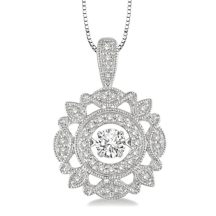 Dancing Diamond Veneer Sterling Silver Pendant 635P24