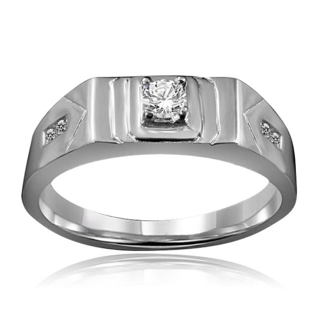 Round Diamond Veneer Cubic Zircon Men's Ring. 635R1012