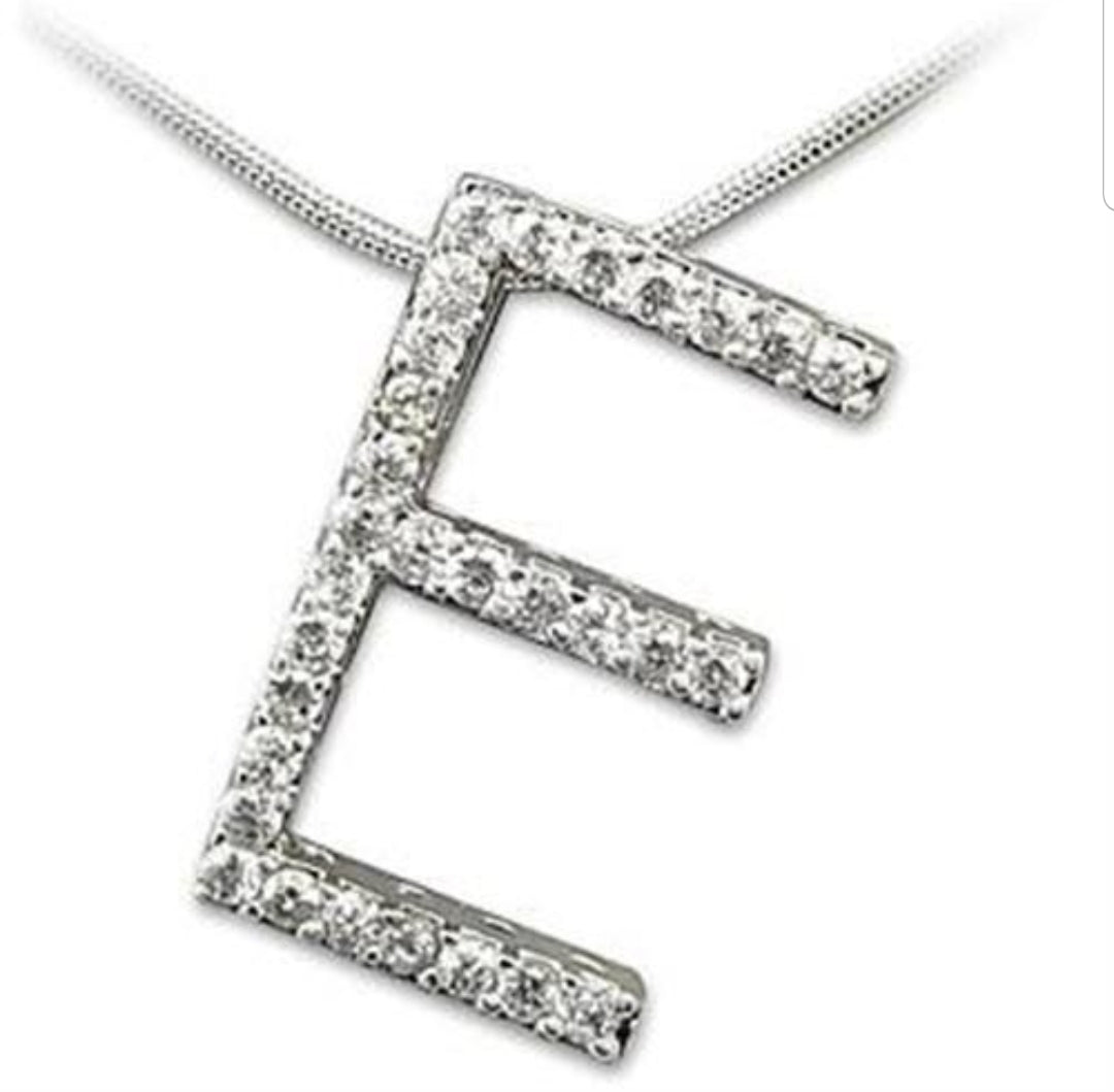 Large initials Pendant necklace Zirconite Cubic Zirconia . 501P