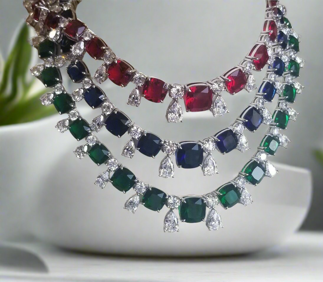 Zirconite Cushion Square Cubic Zirconia necklace. 830N200