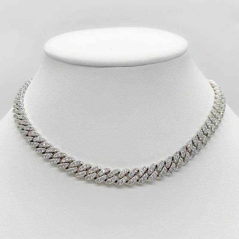 Cuban Cubic Zirconia Curved Link Necklace Zirconite . 818N