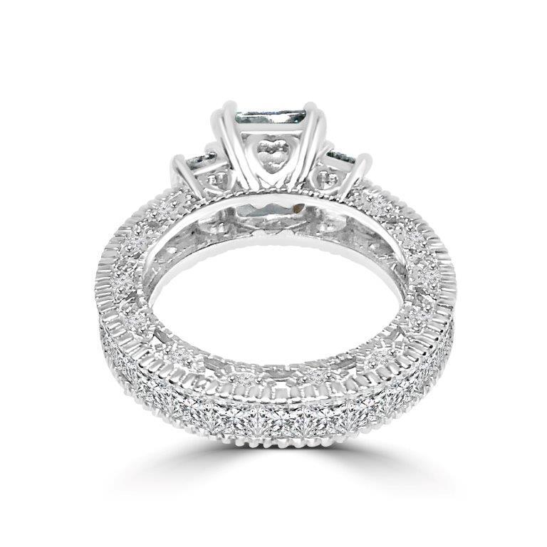 1.5CT Emerald cut Cubic Zirconia Engagement Ring Set. 635R12997