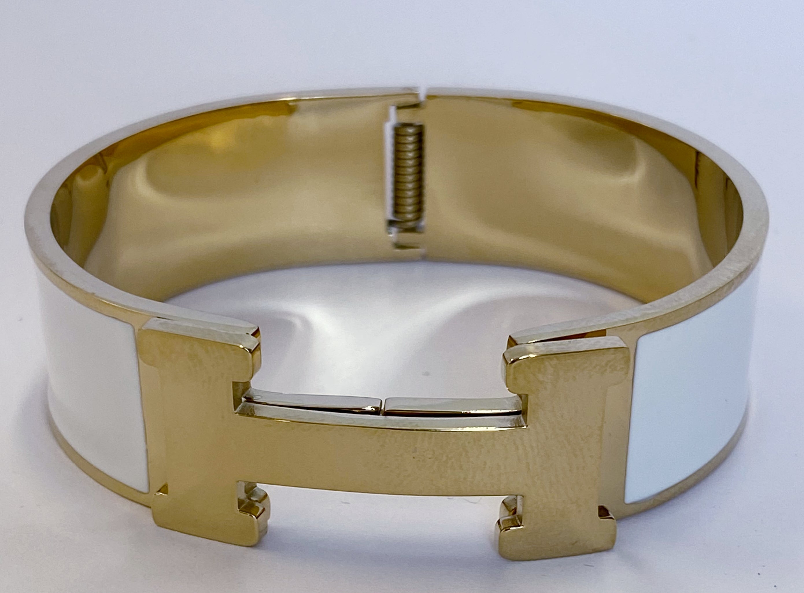 Zirconite enamel hinged Stainless Steel Bangle. 500B6487