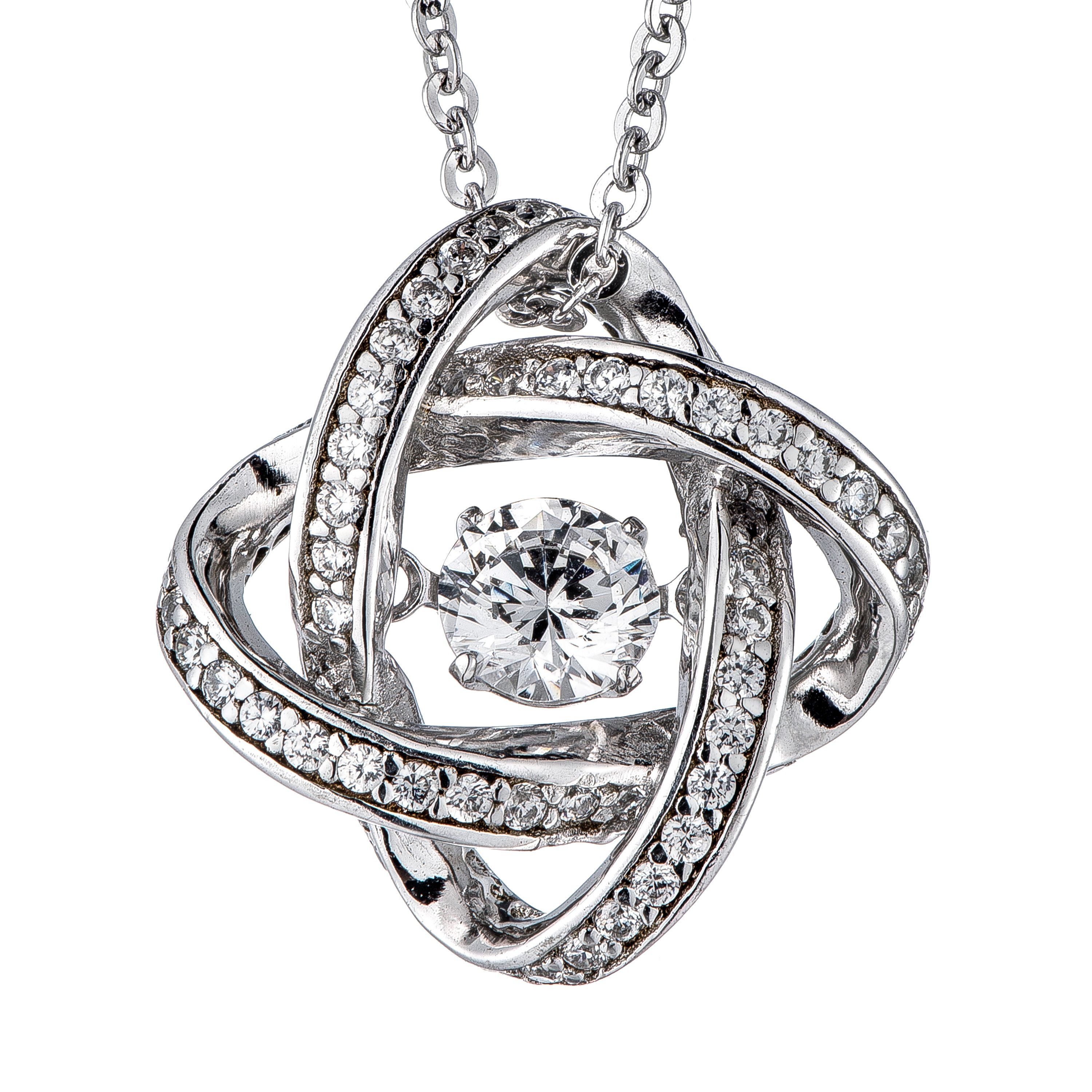Dancing Diamond Veneer Sterling silver Pendant. 635P216
