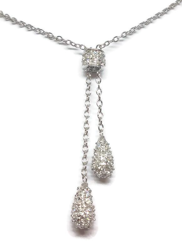 Zirconite CZ double drop Lariate Pendant. PGN78