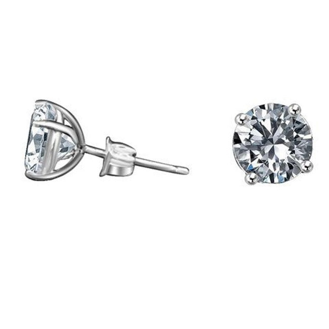 Round Diamond Veneer Cubic zirconia 14K Gold Stud Earrings.  635E14K