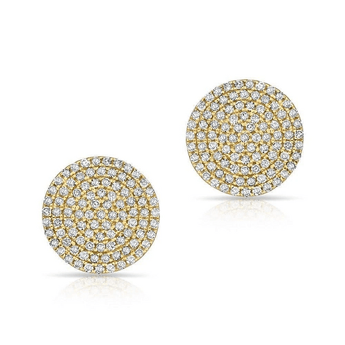 Round disc Zirconite Cubic Zirconia pave' Post Earrings. STE710
