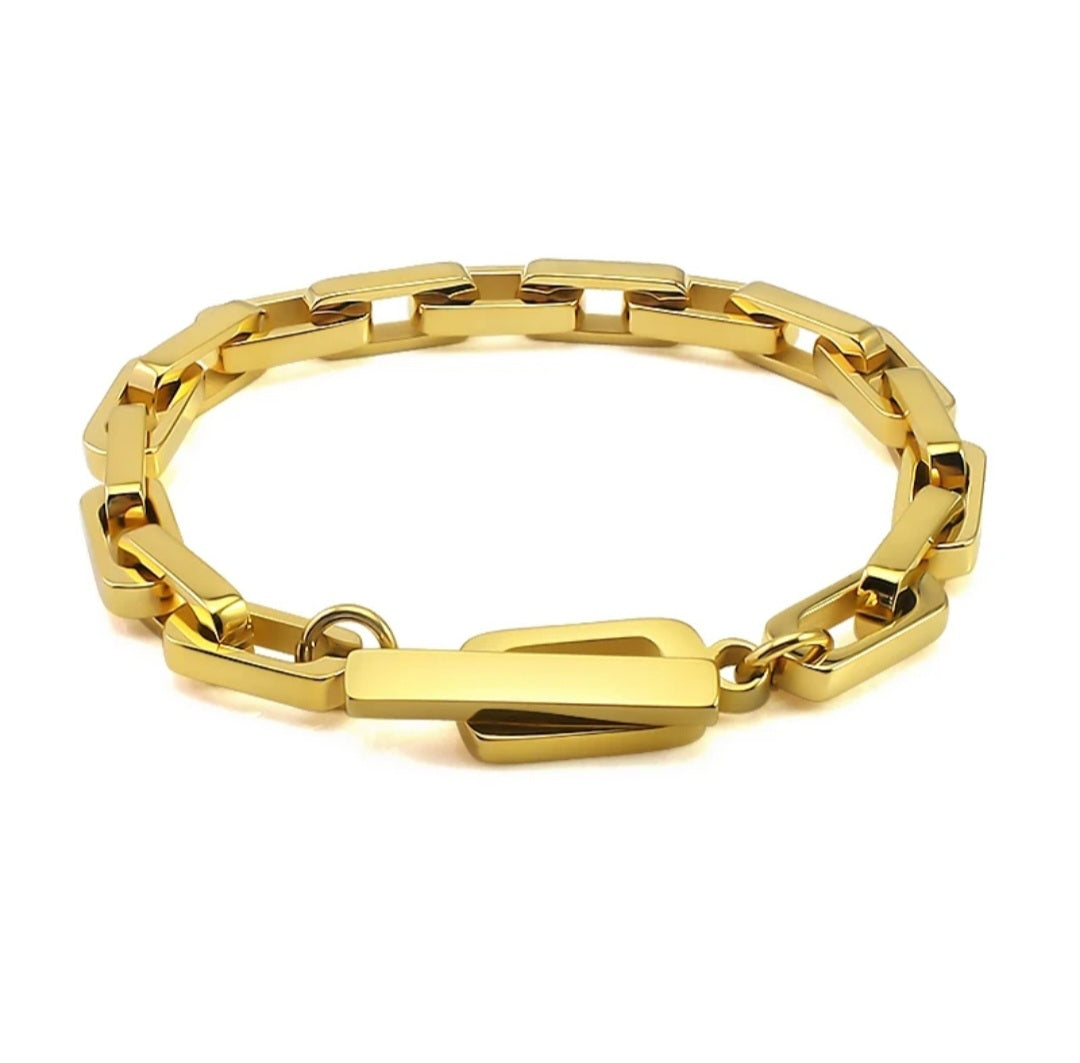 Unisex Paper Clip chain Bracelet.  Zirconite 856B102