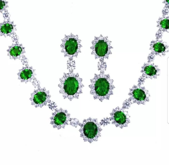 Oval Zirconite Cubic Zirconia Couture Necklace. 628N5099