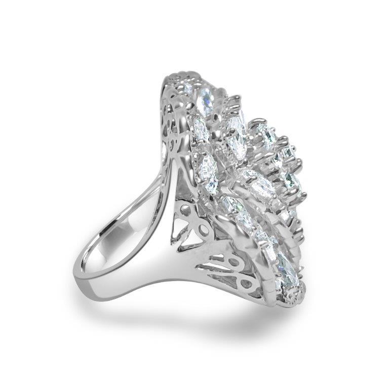 Cubic Zirconia Flower Cocktail Ring 501R34433