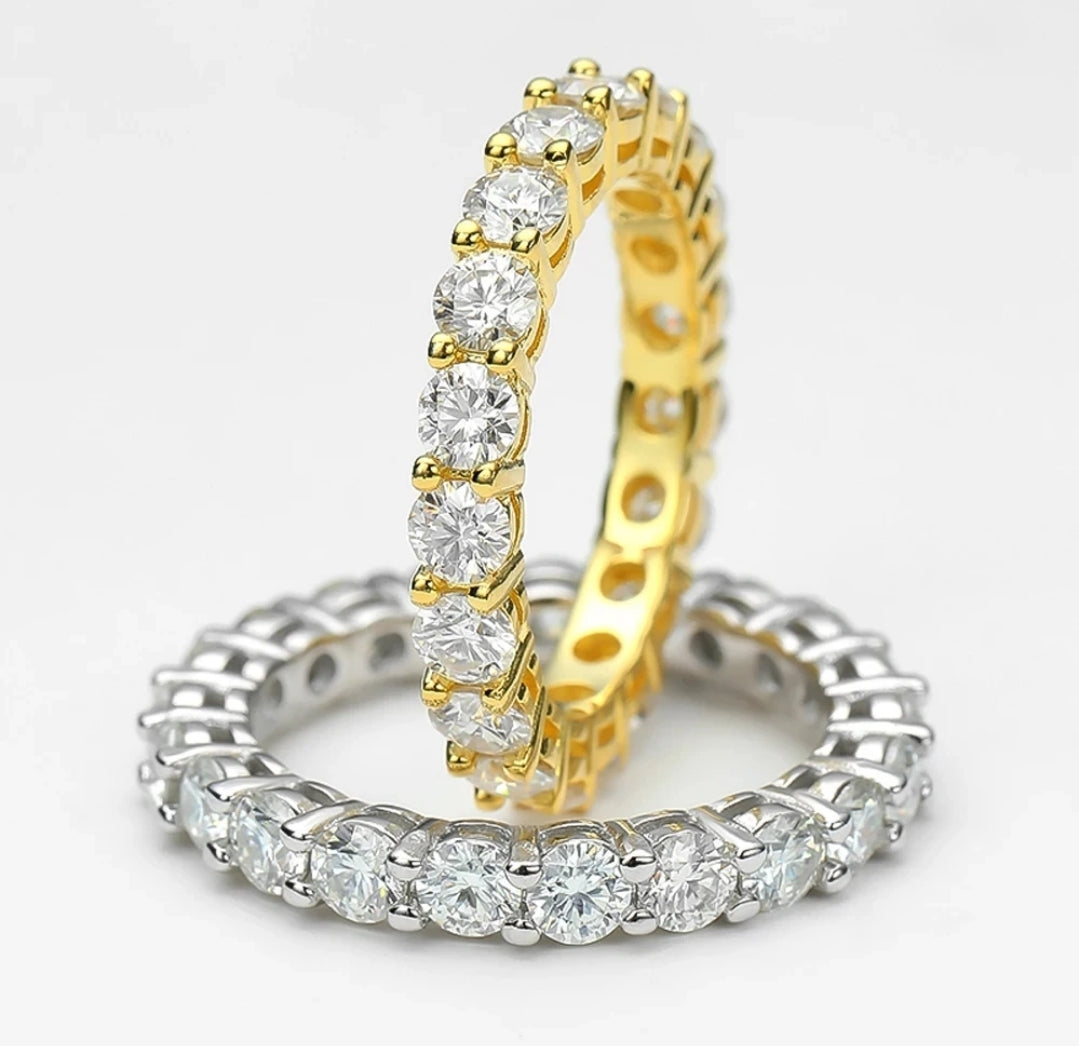 5CT TW Round Diamond Veneer Cubic Zirconia 14K Gold Eternity Ring. 635R103K