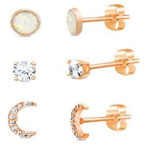 Zirconite Cubic zirconia Sterling silver multi-set Minimalist Earrings Set. 705E520492RG