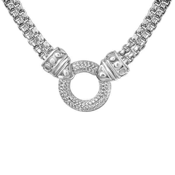 Circle Zirconite Cubic zirconia Chain Doorbell Necklace. 500N3961