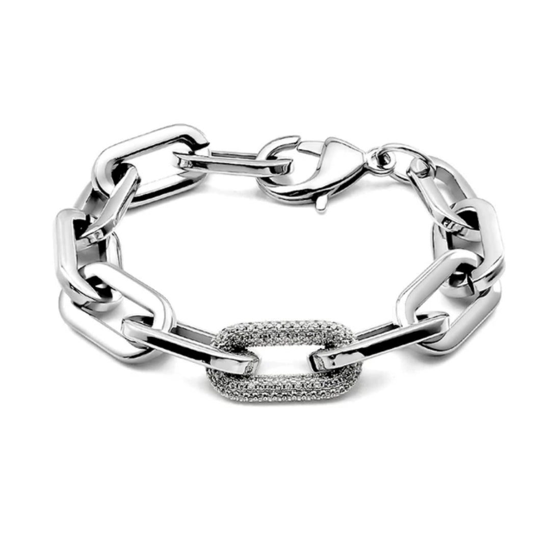 Unisex PaperClip Link chain Bracelet Zirconite. 856B100