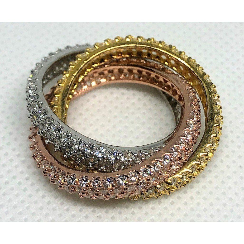 Cubic Zirconia Triple Rolling Eternity Band Ring. BTR233