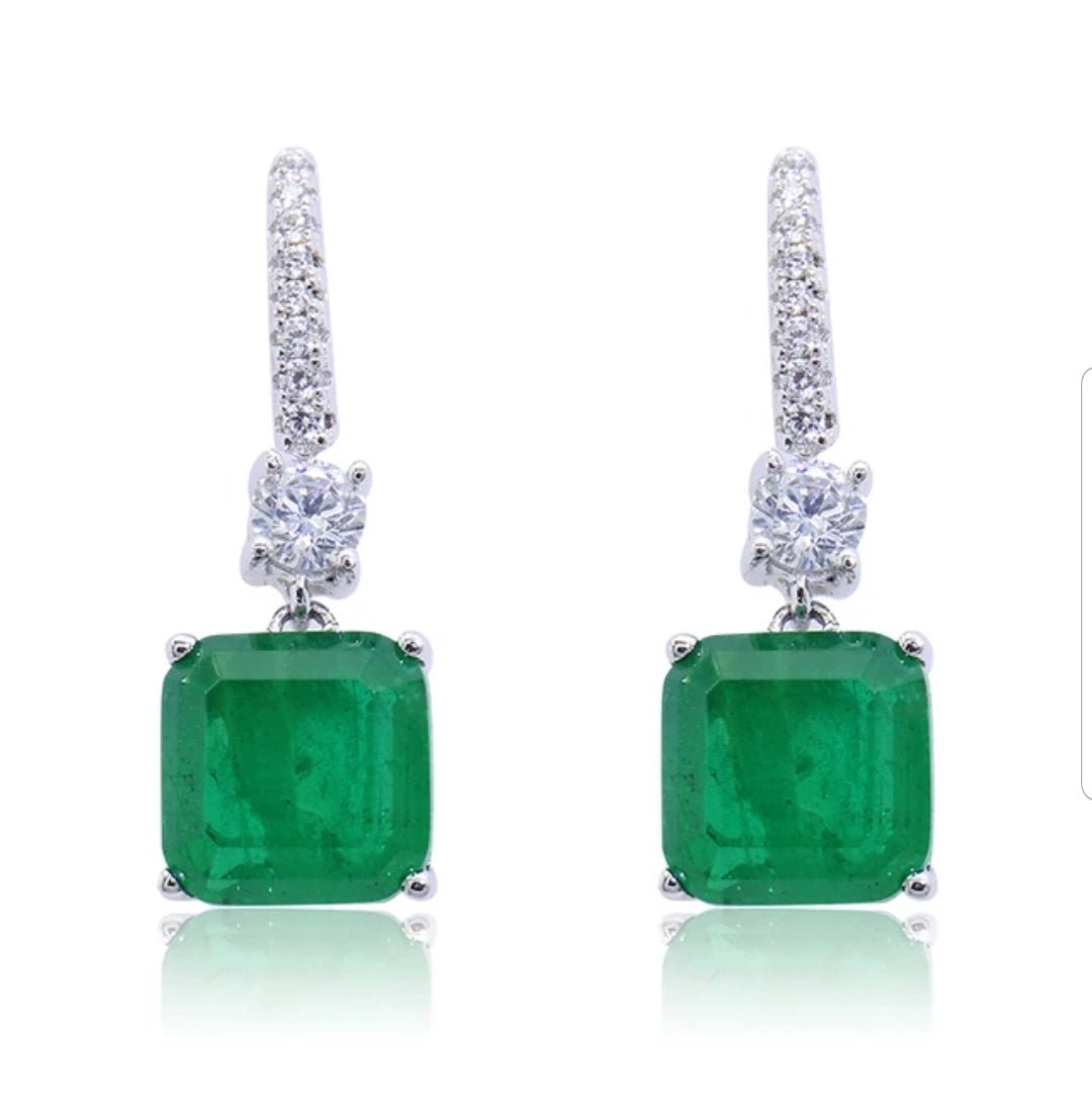 10CT TW Asscher Diamond Veneer Cubic Zirconia Drop Earrings. 800E201
